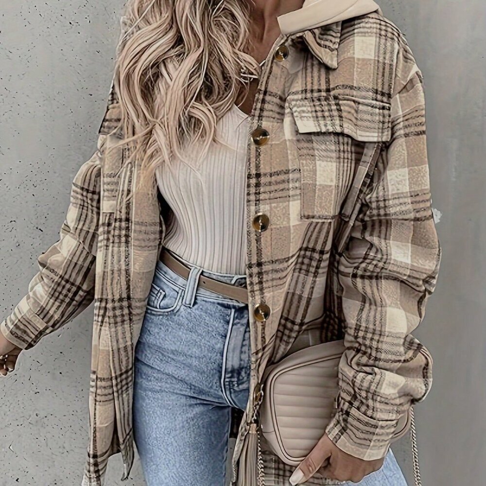 Multicolor Casual Women's Minimalist Printed Hooded Jacket